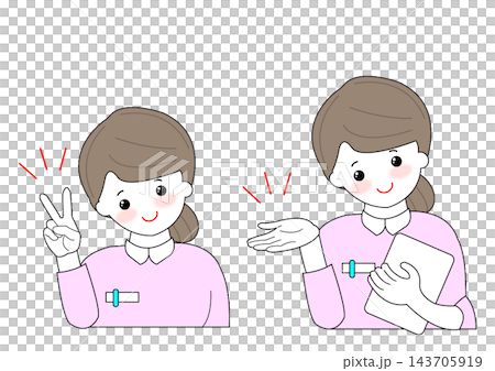 一組女護士講解的插圖。 143705919