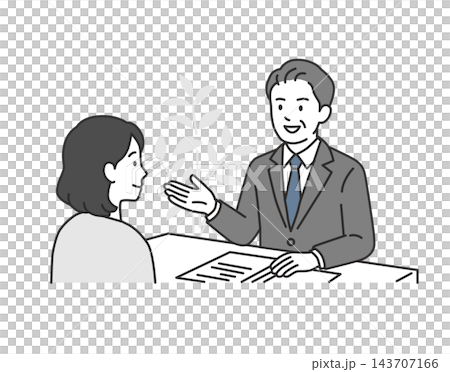 An illustration of a male counselor in a suit calmly conducting interviews and consultations across a desk. An illustration of a male counselor in a suit calmly conducting interviews and consultations across a desk. 143707166
