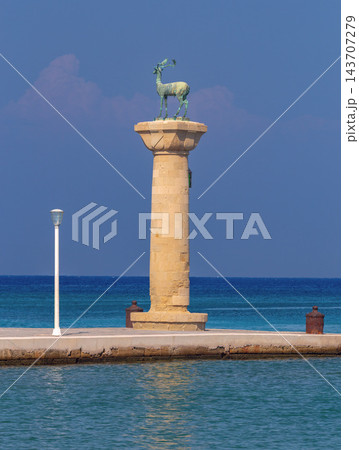 Bronze Deer Statue at Mandraki Harbor in Rhodes, Greece Bronze Deer Statue at Mandraki Harbor in Rhodes, Greece 143707279