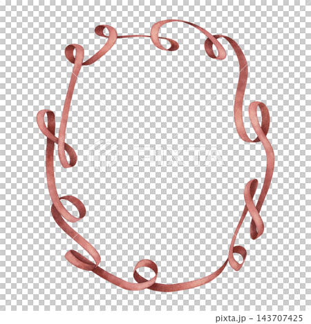 Watercolor ribbon oval frame in burgundy. Wavy silk lines form a vintage decorative border. Use for wedding card and invitation design. Elegant satin art suits menu template and birthday party label. Watercolor ribbon oval frame in burgundy. Wavy silk lines form a vintage decorative border. Use for wedding card and invitation design. Elegant satin art suits menu template and birthday party label. 143707425
