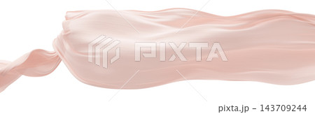 Sheer pastel peach fabric flowing isolated on white background 3D render 143709244