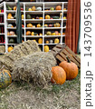 Autumn Pumpkins and Straw Bales Photo Zone Display  143709536