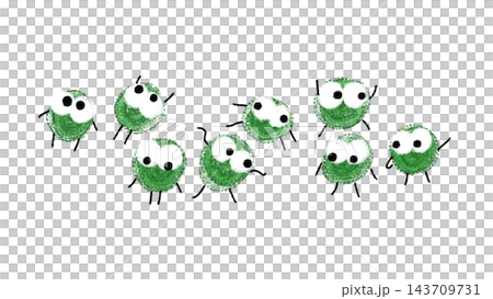 手繪的微型苔蘚角色插圖 143709731