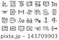 Electrical Power Grid Energy Measurement Vector Line Icon Set 143709903