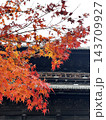 真っ赤な紅葉と寺院の山門 143709927