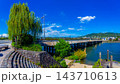 Ujibashi Bridge spans the Uji River in Uji City, Kyoto Prefecture, Japan. It is acclaimed as one of Japan's three oldest bridges. 143710613