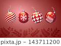3d fancy Christmas's balls on red. background vector illustration. 143711200