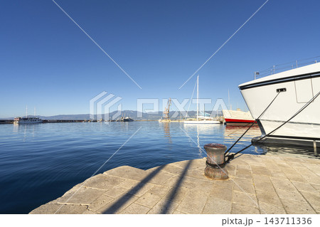 A ship is docked at the  harbor in Rijeka, Croatia 143711336