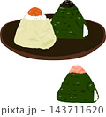 具材がちがう3種類のおむすび 143711620