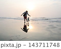 海でジャンプするジャックラッセル 143711748