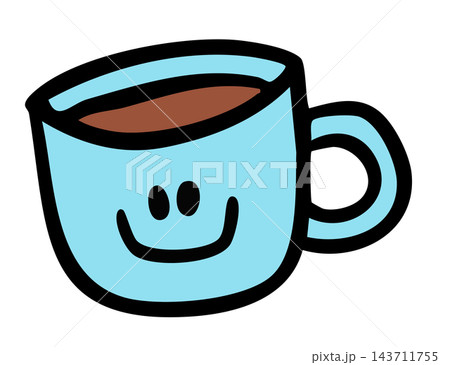 Hand drawn happy coffee mug for cafe, restaurant, drink menu, recipe, department store, supermarket, caffeine, beverage, kitchenware, office workers, snack, breakfast, workloads, work from home Hand drawn happy coffee mug for cafe, restaurant, drink menu, recipe, department store, supermarket, caffeine, beverage, kitchenware, office workers, snack, breakfast, workloads, work from home 143711755