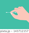 a hand holding a cotton swab for ear cleaning cartoon vector illustration element 143712157
