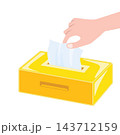 cartoon vector element of a hand taking a tissue from a tissue box 143712159