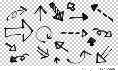 A set of handwritten arrows drawn with a black marker pen. A set of handwritten arrows drawn with a black marker pen. 143712880