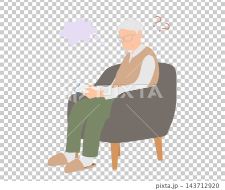 An elderly man with dementia who cannot understand the contents of text or documents. An elderly man with dementia who cannot understand the contents of text or documents. 143712920