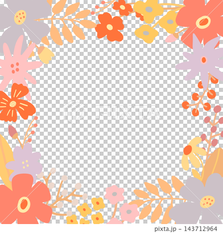 Hand-drawn flower and leaf frame in terracotta and warm colors (transparent PNG) Hand-drawn flower and leaf frame in terracotta and warm colors (transparent PNG) 143712964