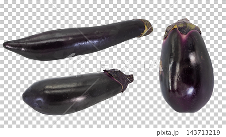 Set of 3 eggplant varieties (normal, long eggplant, and water eggplant) with transparent background and macro photography. Set of 3 eggplant varieties (normal, long eggplant, and water eggplant) with transparent background and macro photography. 143713219