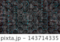 digital abstract hexagon dimension with matrix alphabet wire protection light burst on center 143714335