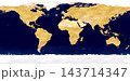 global map luxury gold dust mineral on land and dark blue on ocean with white mineral for ice and snow 143714347