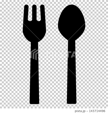 Fork and spoon silhouette icon Fork and spoon silhouette icon 143714496