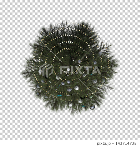 Christmas tree with decorations, isolate on a transparent background, 3d illustration, cg render Christmas tree with decorations, isolate on a transparent background, 3d illustration, cg render 143714738