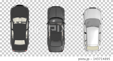 car set, isolated on transparent background, 3d illustration, cg render, top view car set, isolated on transparent background, 3d illustration, cg render, top view 143714895