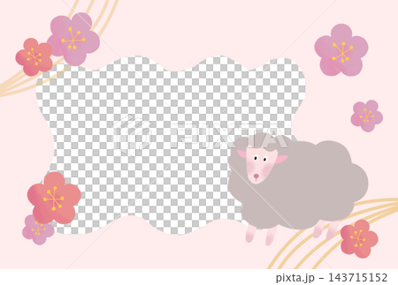 Cute sheep New Year's card frame Cute sheep New Year's card frame 143715152