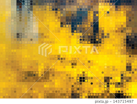 Antique gold metallic vector background with pixelated mosaic squares and circles, seamless dark foil texture in khaki and olive tones 143715497