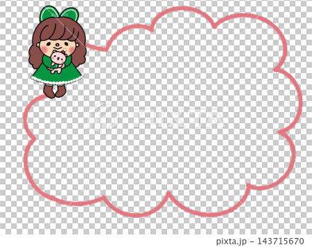 Cute illustration frame of a Christmas girl and a teddy bear. Cute illustration frame of a Christmas girl and a teddy bear. 143715670