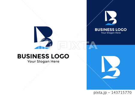 Creative letter B wave logo illustration. Silhouette sailing boat concept logo design template 143715770