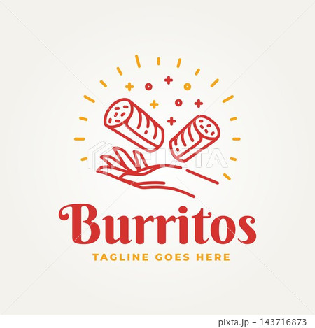 minimalist burritos that fly above the hand line art icon logo vector illustration design. simple modern mexican street food logo concept minimalist burritos that fly above the hand line art icon logo vector illustration design. simple modern mexican street food logo concept 143716873