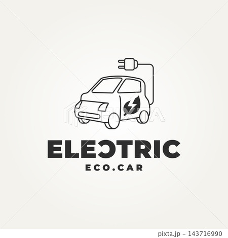 minimalist electric eco car line art icon logo vector illustration design. simple modern eco friendly vehicle logo concept minimalist electric eco car line art icon logo vector illustration design. simple modern eco friendly vehicle logo concept 143716990