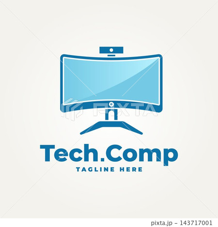 minimalist tech computer with monitor flat icon logo vector illustration design. simple modern computer, internet, tech shop logo concept minimalist tech computer with monitor flat icon logo vector illustration design. simple modern computer, internet, tech shop logo concept 143717001