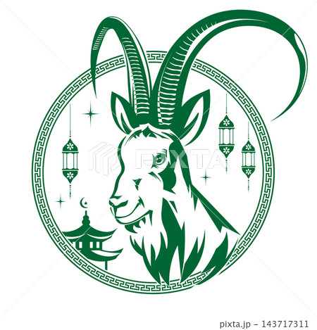 Chinese New Year 2027. Image of a goat s head...のイラスト素材 [143717311] - PIXTA