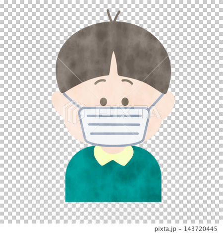Watercolor-style illustration of a child wearing a mask Watercolor-style illustration of a child wearing a mask 143720445