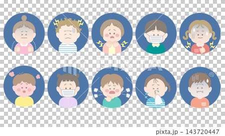 風邪の症状　子どもたち　イラストセット 143720447