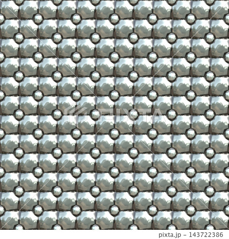 Chrome Grid Plate with Rivets and Spheres Texture 143722386