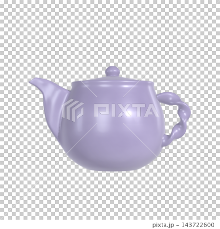 Purple 3D teapot on a white background 143722600
