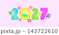 Creative concept of 2027 Happy New Year Design swirl, twirl pattern funky templates with typography Minimalistic psychedelic vector icon backgrounds for branding, banner, calendar, social media, card 143722610
