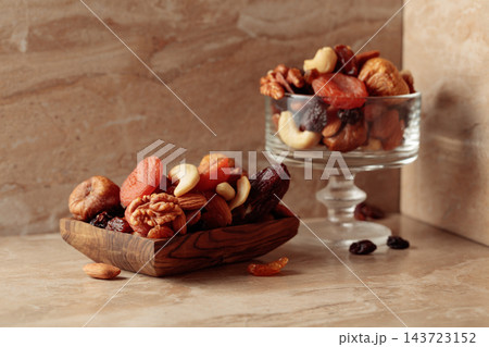 Mix of dried fruits and nuts. Mix of dried fruits and nuts. 143723152