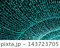 Christmas street illumination, garland with turquoise light. Shining arch glowing on dark background 143723705