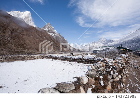 Landscape from Pheriche town area, EBC trekking, Nepal Landscape from Pheriche town area, EBC trekking, Nepal 143723988