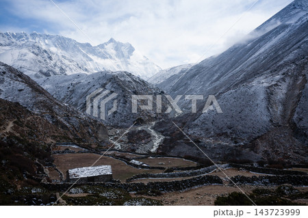 Landscape from Pheriche town area, EBC trekking, Nepal Landscape from Pheriche town area, EBC trekking, Nepal 143723999