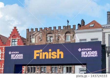 Finish Line Arch at the Athora Bruges Marathon in Belgium 143724333