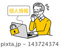 個人情報が漏洩して慌てる年配の男性 143724374