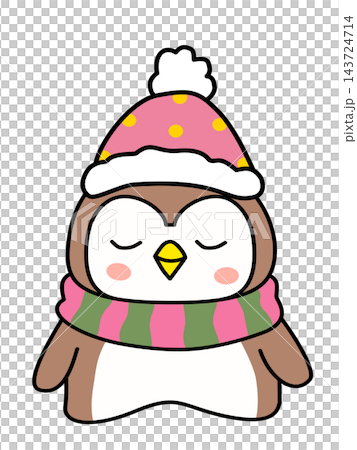 Cute penguin wearing winter beanie and scarf holiday animal element sticker print visual graphic clipart artwork design icon illustration Cute penguin wearing winter beanie and scarf holiday animal element sticker print visual graphic clipart artwork design icon illustration 143724714