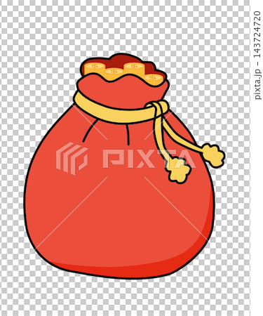 Red gift sack bag tied with gold cord santa present element sticker print visual graphic clipart artwork design icon illustration Red gift sack bag tied with gold cord santa present element sticker print visual graphic clipart artwork design icon illustration 143724720