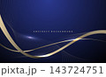 Abstract gold ribbon luxury wave curve on blue design modern creative background vector 143724751