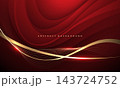 Abstract gold ribbon luxury wave curve on red design modern creative background vector 143724752