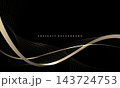 Abstract gold ribbon luxury wave curve on black design modern creative background vector 143724753